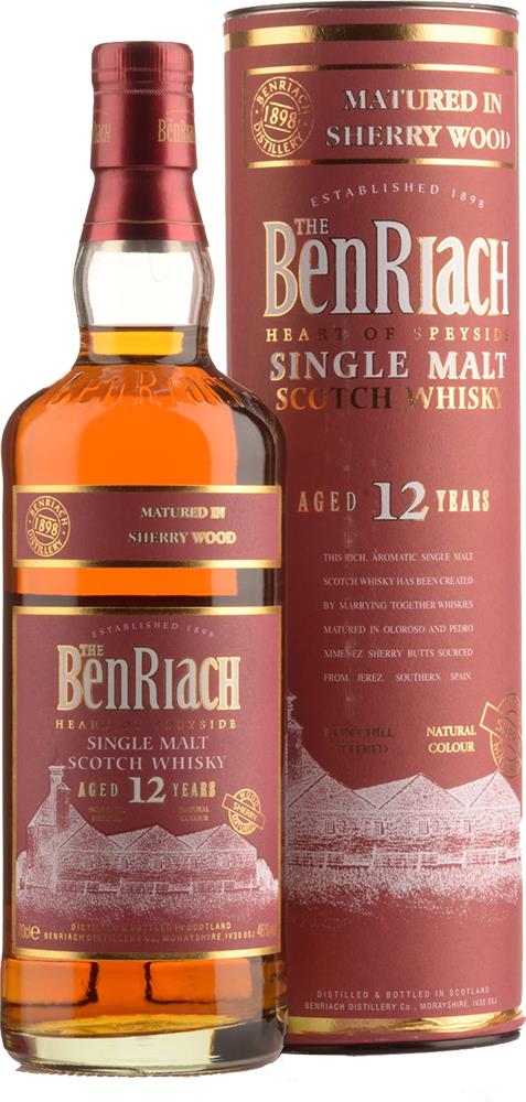 BenRiach 12yo Sherry Wood Finish Single Malt Scotch Whisky (700ml)