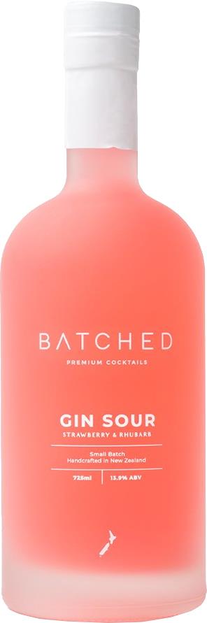 Batched Premium Cocktails Gin Sour Strawberry & Rhubarb (725ml)