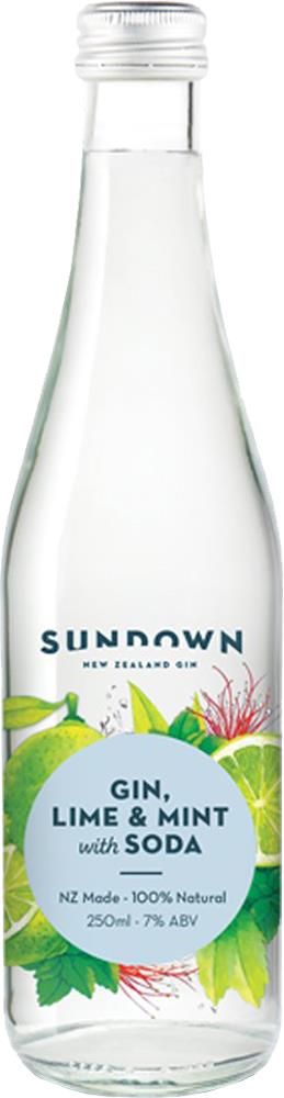Sundown New Zealand Gin, Lime & Mint with Soda (250ml)