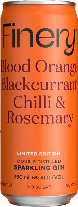 Finery Blood Orange, Blackcurrant, Chilli & Rosemary Sparkling Gin (250ml) (Limited Edition)
