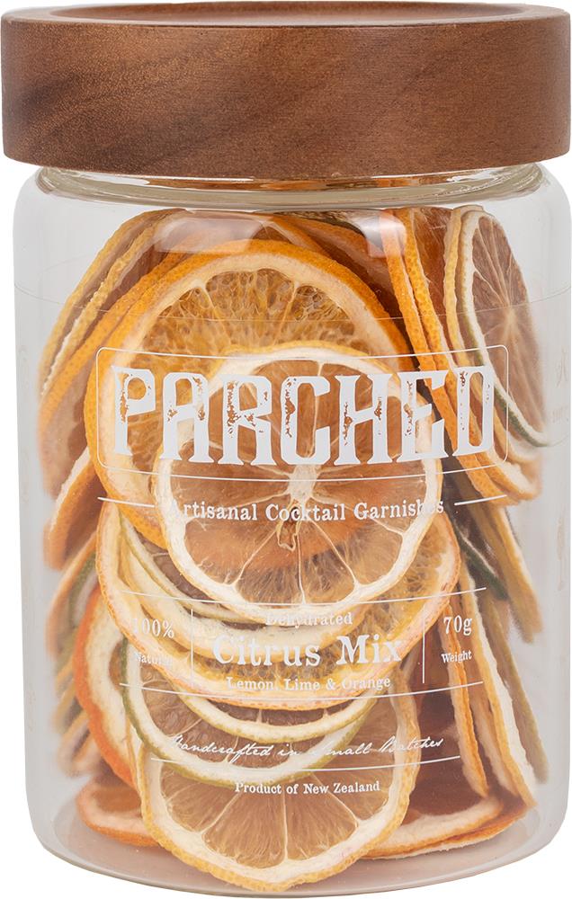 Parched Artisanal Cocktail Garnishes Citrus Mix (70g Glass Jar)