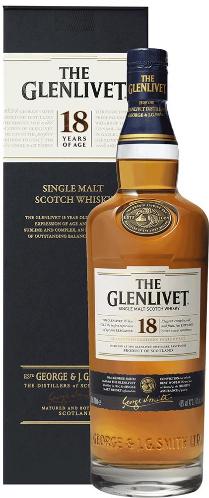 The Glenlivet 18 Year Old Single Malt Scotch Whisky (700ml)